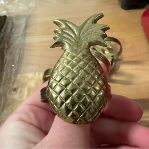 Vintage Brass Pineapple Napkin Rings Set of 6 Tropical Hollywood Regency